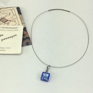 Segretti Veneziani Murano pendant blue glass silver necklace artisan